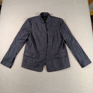 Lafayette 148 New York Blazer Womens 16 Blue Virgin Wool One Button Career